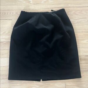 Black Knee-length Pencil Skirt with Slit 100% wool